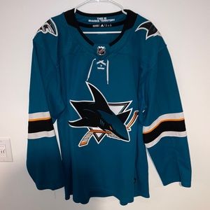 San Jose Sharks Adidas Authentic Home Teal Sweater / Jersey, Size 54 (XL)